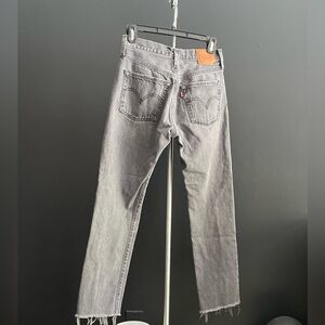 LEVIS 501 Distressed Jeans Raw Hems & Rips Light Gray Wash 25X29 Pre❤️